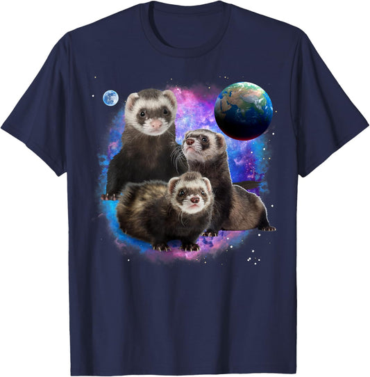 Funny Ferrets in the Galaxy Ferrets T-Shirt - T-Shirt | Navy