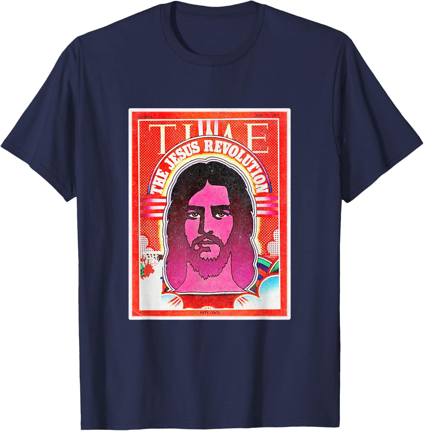 Graphic Jesus Revolution Christian Bible Retro Art Trendy T-Shirt - T-Shirt | Navy