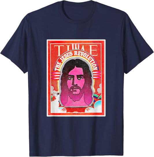 Graphic Jesus Revolution Christian Bible Retro Art Trendy T-Shirt - T-Shirt | Navy
