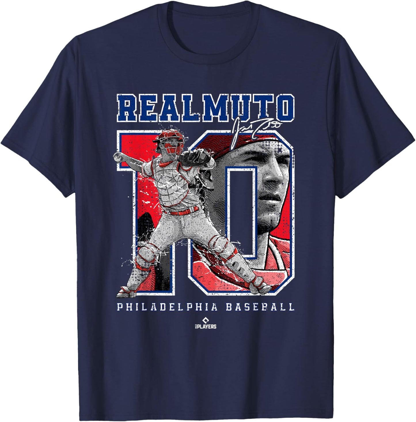 Number and Portrait JT Realmuto Philadelphia MLBPA T-Shirt - T-Shirt | Navy
