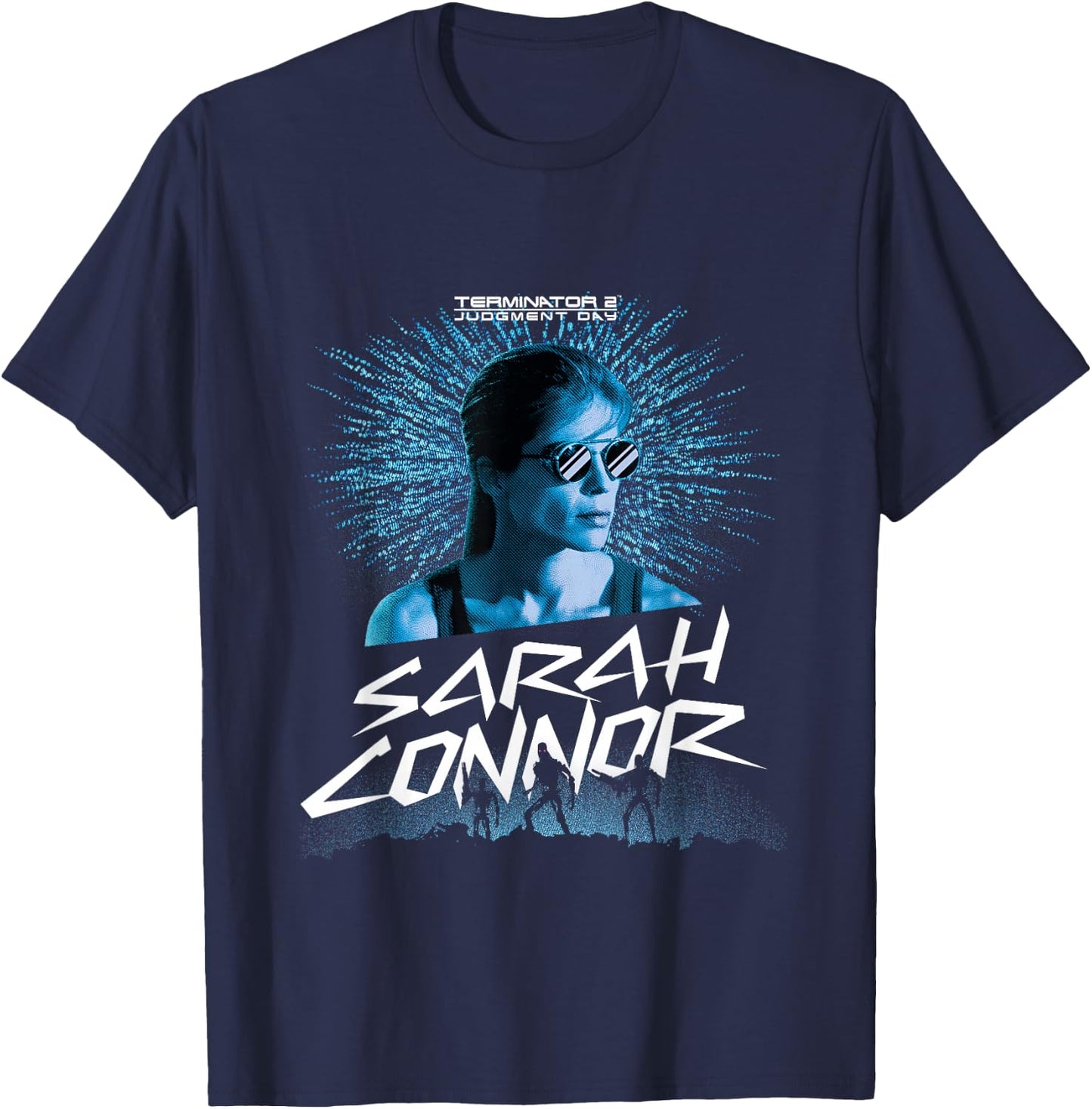 Terminator 2 Judgment Day Sarah Connor Dot Art T-Shirt - T-Shirt | Navy