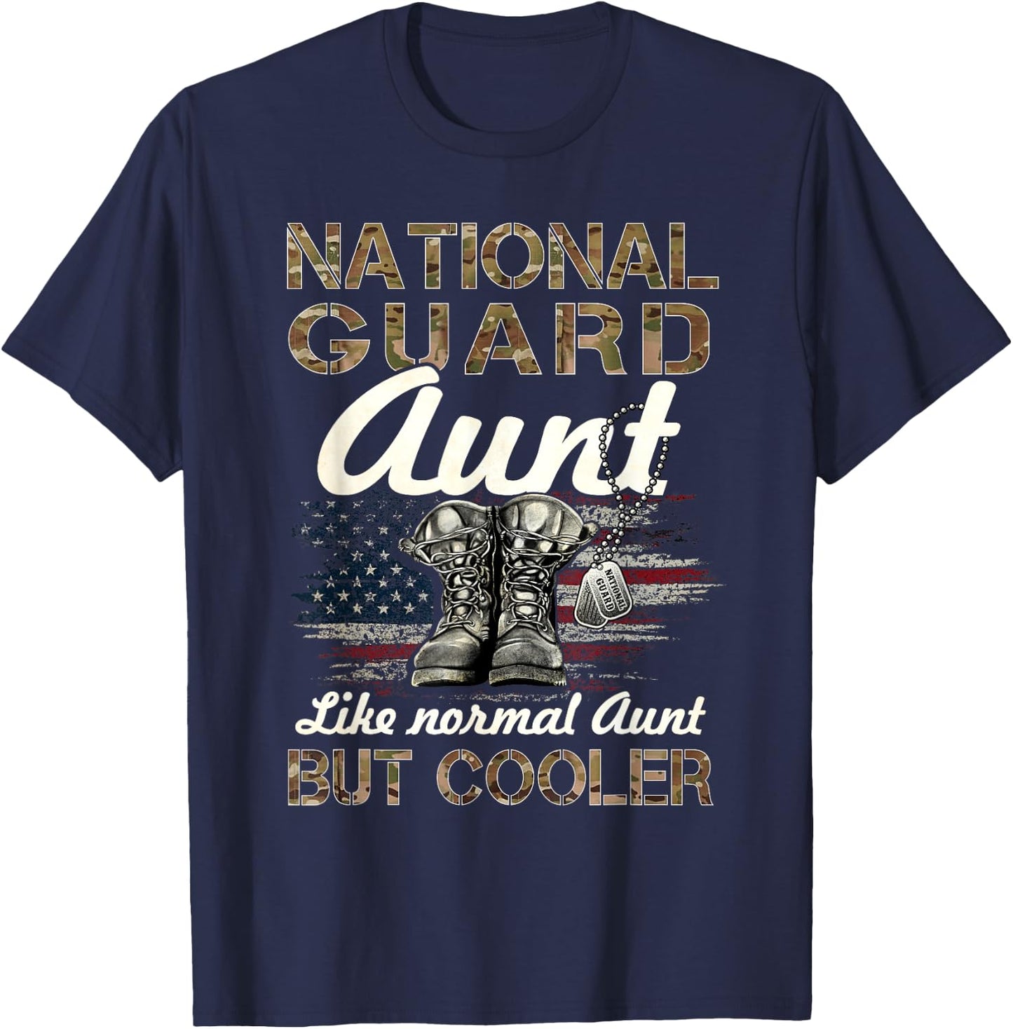 National Guard Aunt Proud Aunt Military Matching Gift - Black, -Adults, Small, Short Sleeve, Regular Fit, Cotton 100% T-Shirt - T-Shirt | Navy