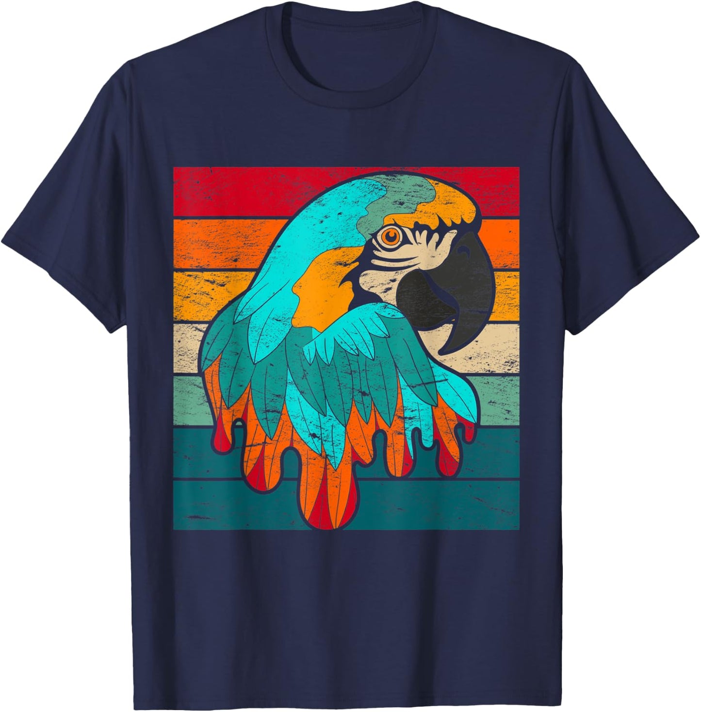Retro Macaw Parrot T-Shirt - T-Shirt | Navy