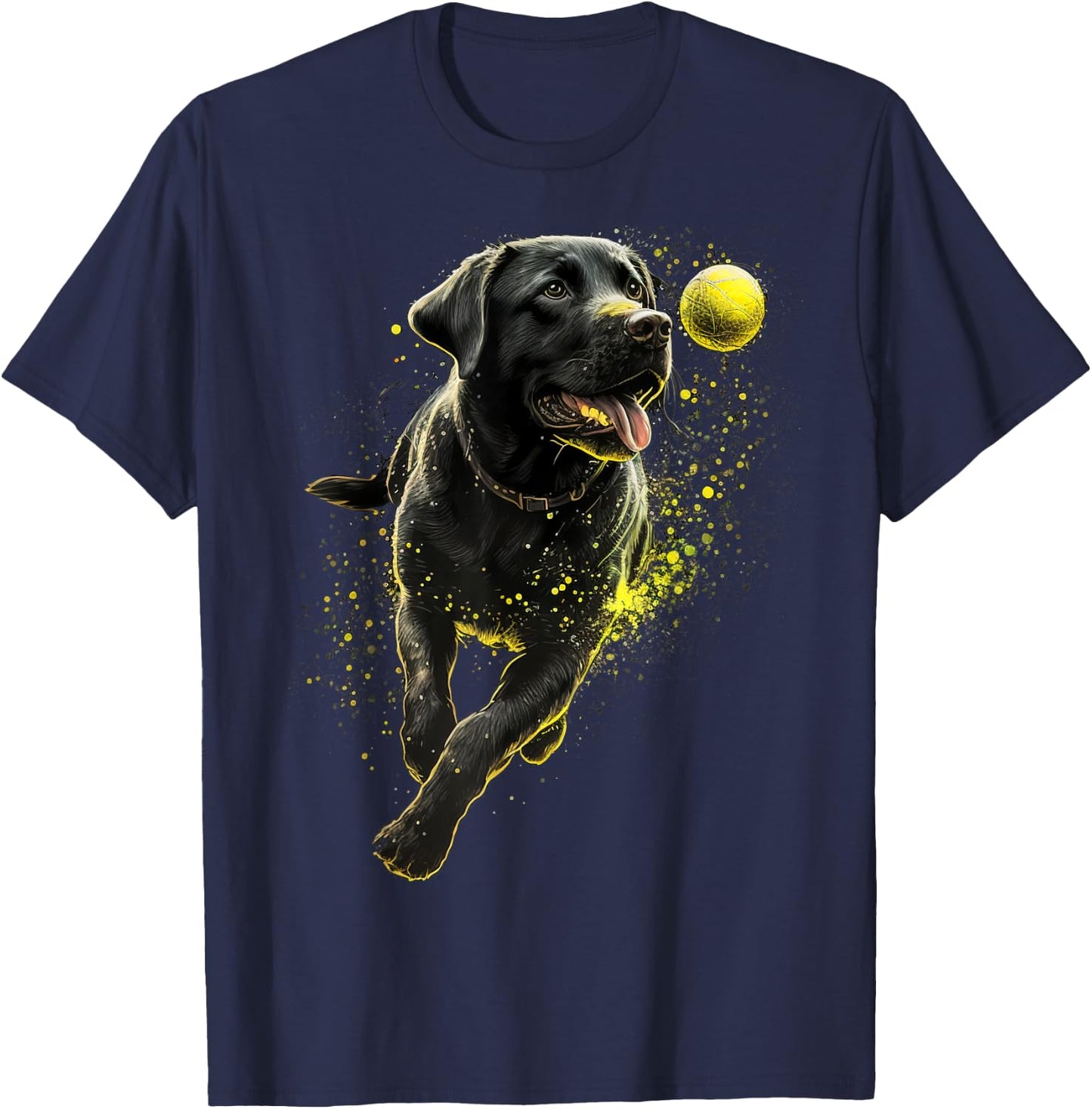 Black Labrador Retriever chasing a ball Labrador Retriever T-Shirt - T-Shirt | Navy