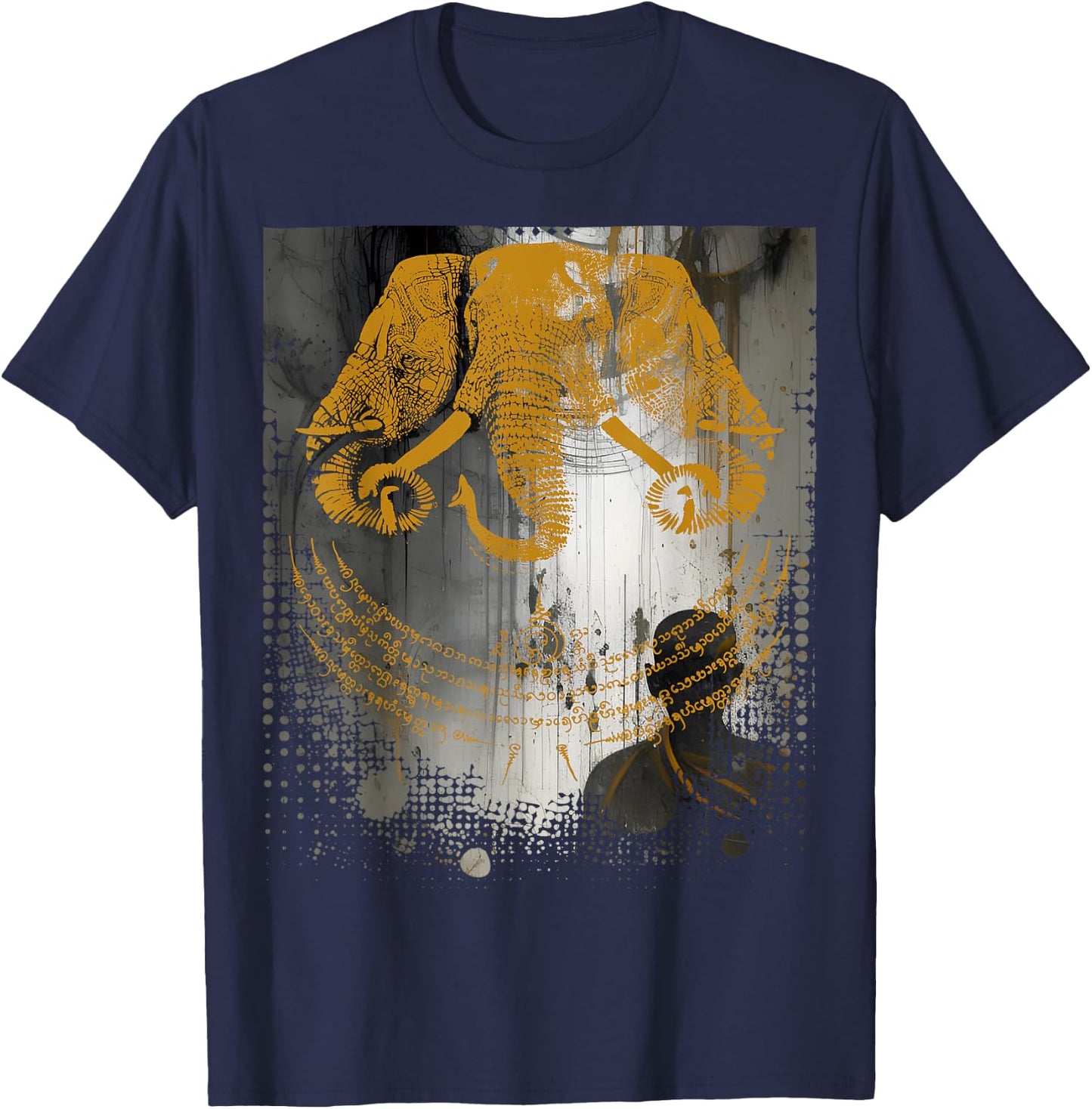 Muay Thai Buddha Asian Tattoo Lao Elephant Cultural Sak Yant T-Shirt - T-Shirt | Navy