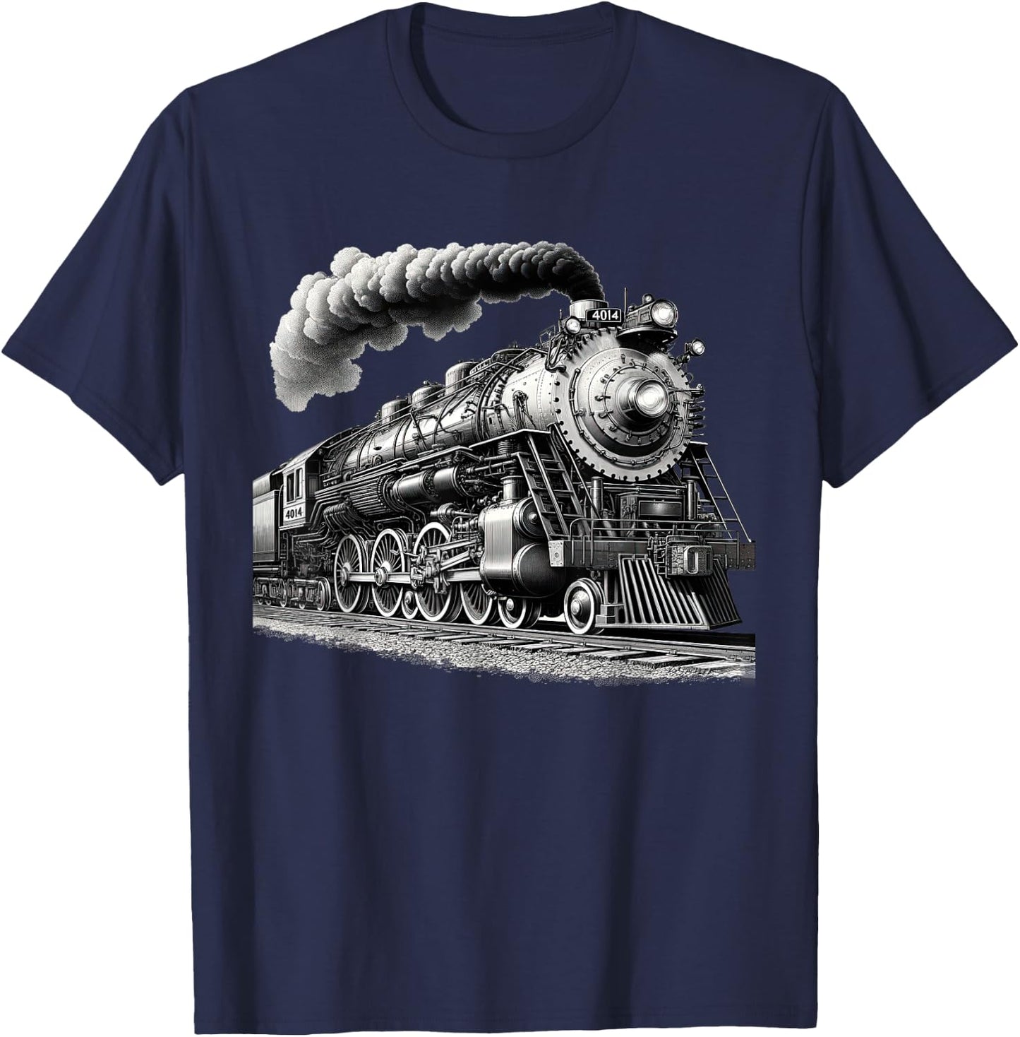 Steam Locomotive Train Vintage 1940s Style Engine Railroad T-Shirt - T-Shirt | Navy