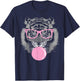 Tiger Face Pink Wild Cute Tigers Sunglasses Animal T-Shirt - T-Shirt | Navy