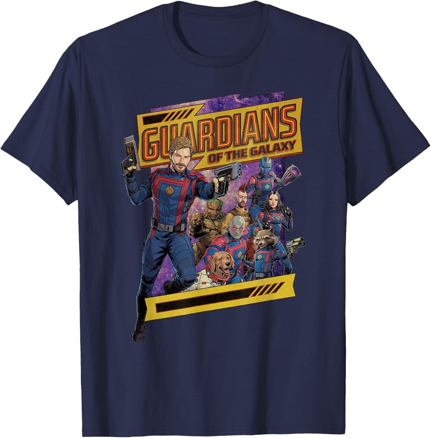 Marvel Guardians of The Galaxy Volume 3 Comic Style and Logo T-Shirt - T-Shirt | Navy