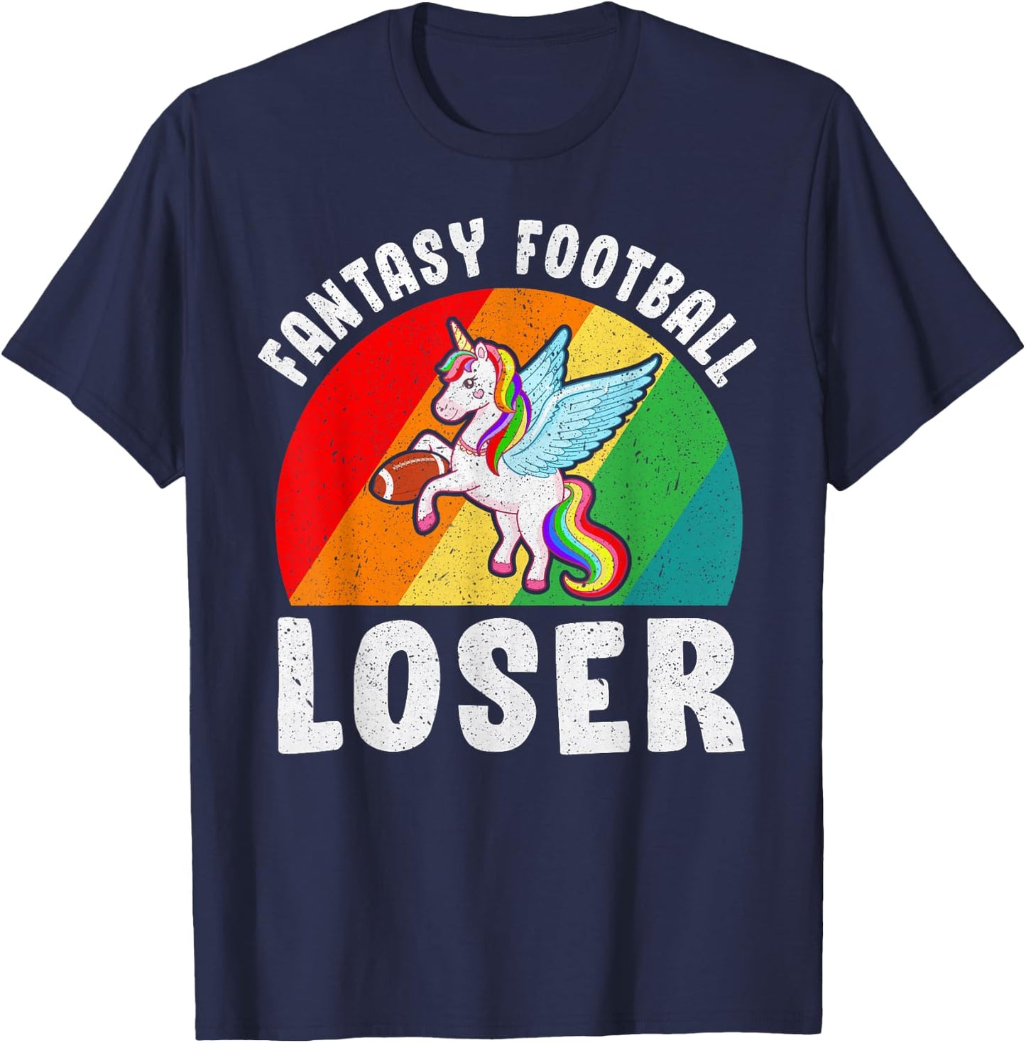 I Suck At Fantasy Football Loser Unicorn Draft Party T-Shirt - T-Shirt | Navy