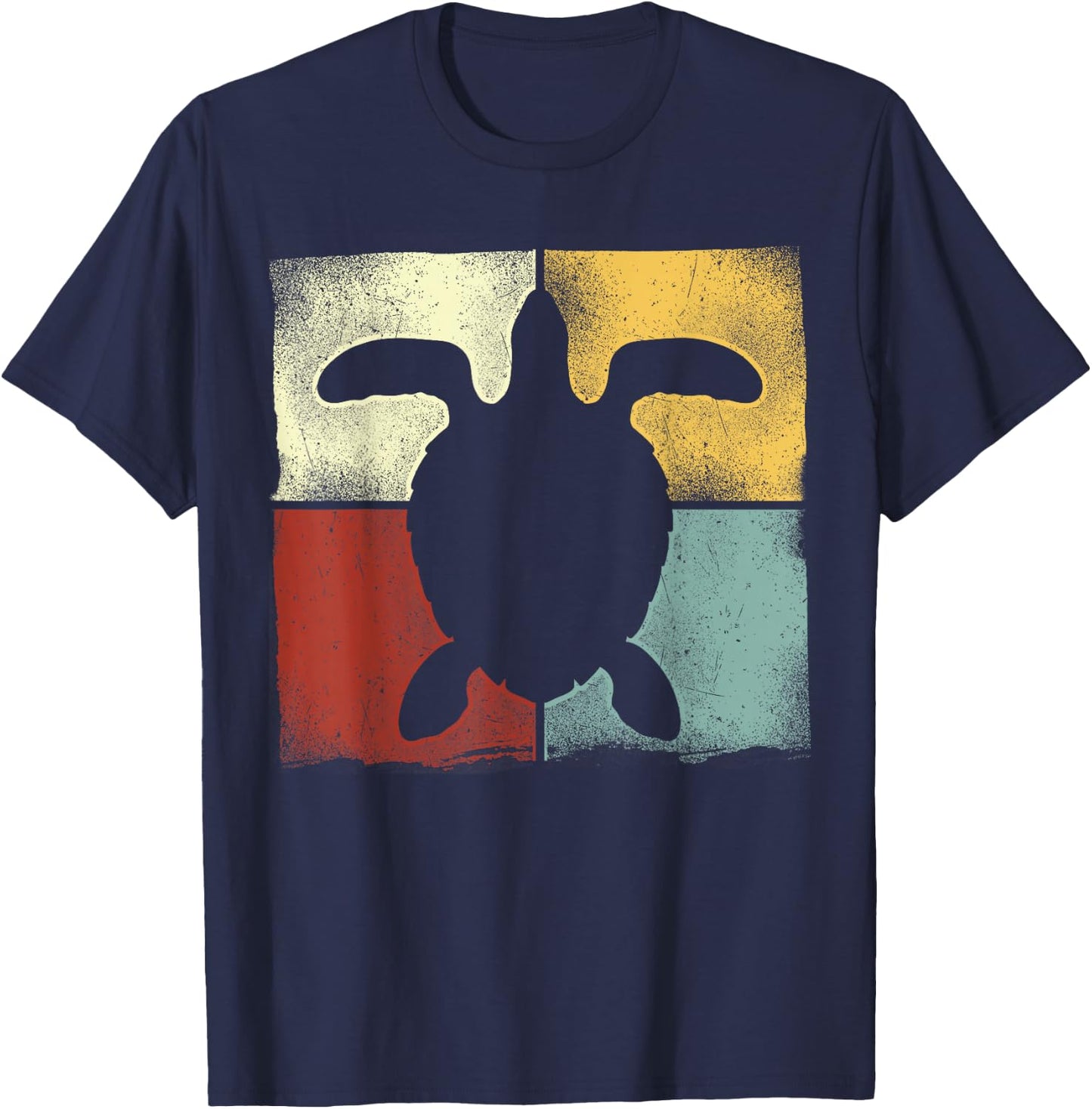 Sea Turtle Tortoise Retro Vintage T-Shirt - T-Shirt | Navy