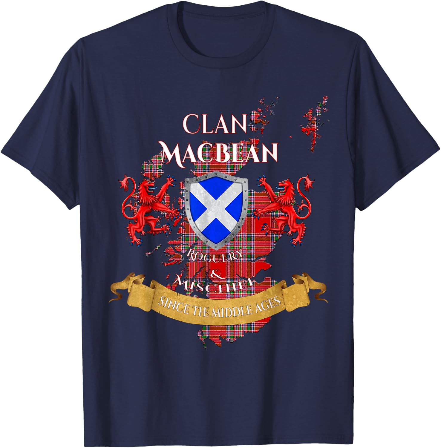 MacBean Scottish Family Clan Middle Ages Mischief T-Shirt - T-Shirt | Navy