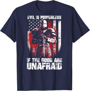 Crusader The Good Are Unafraid Fight Evil Knight Templar T-Shirt - T-Shirt | Navy
