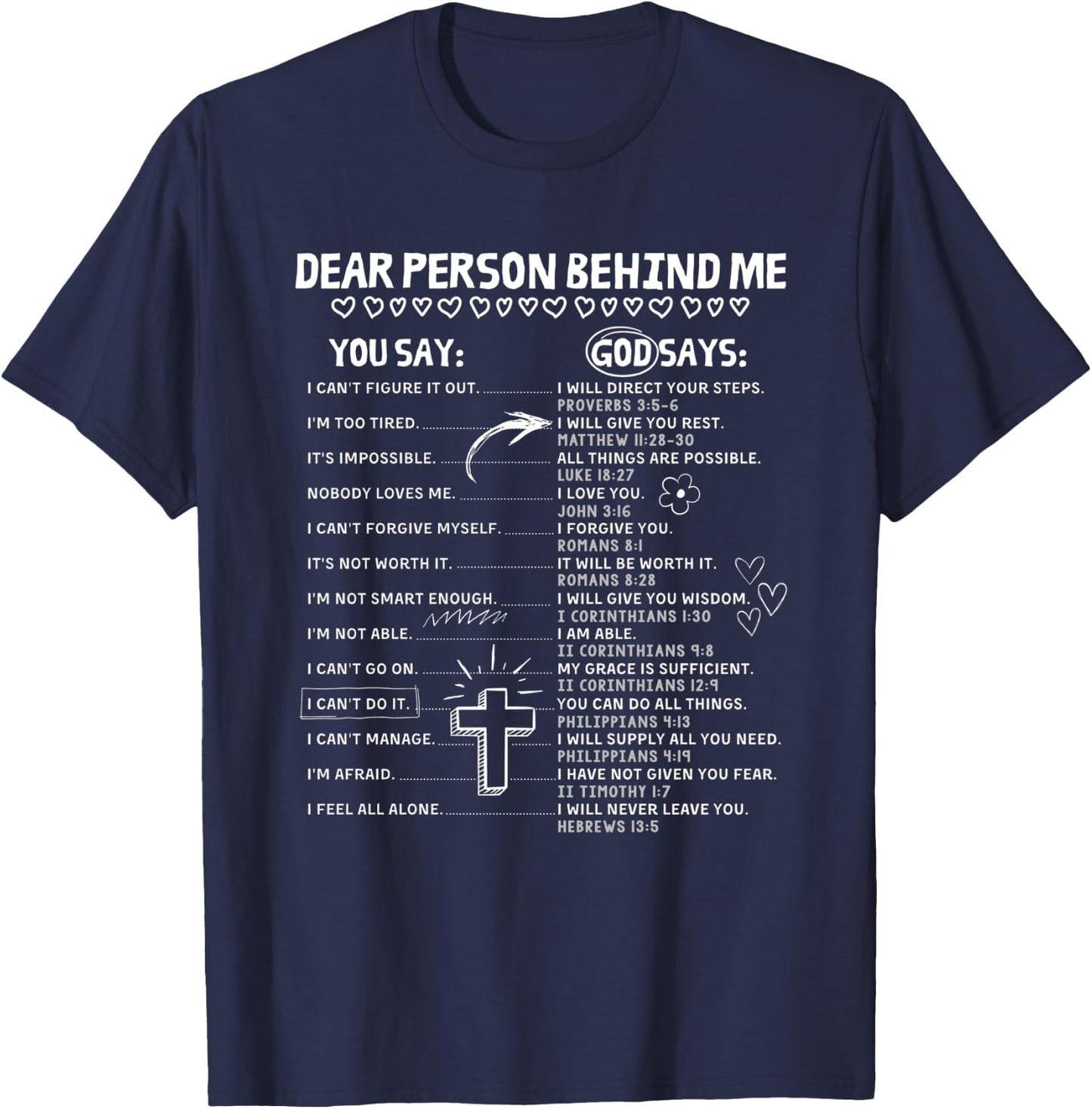Dear Person Behind Me God Says Christian Jesus God Lovers T-Shirt - T-Shirt | Navy