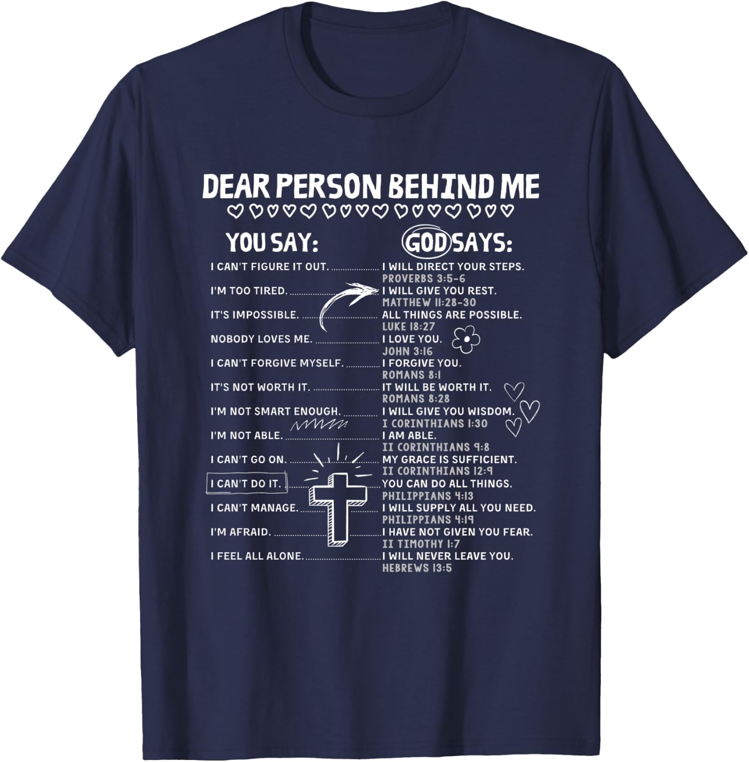 Dear Person Behind Me God Says Christian Jesus God Lovers T-Shirt - T-Shirt | Navy