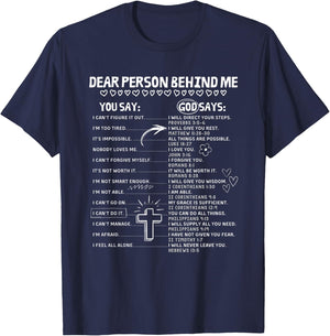 Dear Person Behind Me God Says Christian Jesus God Lovers T-Shirt - T-Shirt | Navy