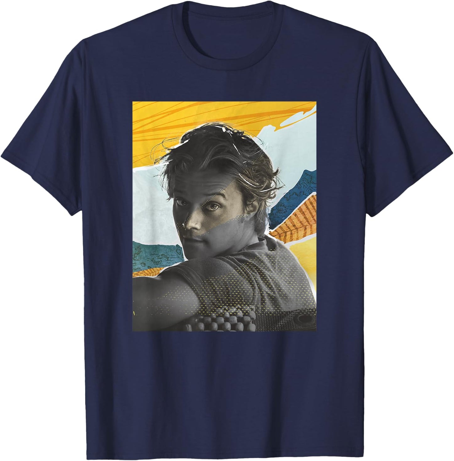 Outer Banks Season 3 JJ Maybank Mixed Media Collage Portrait T-Shirt - T-Shirt | Navy
