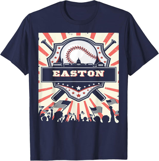 First name Easton Baseball for game day T-Shirt - T-Shirt | Navy