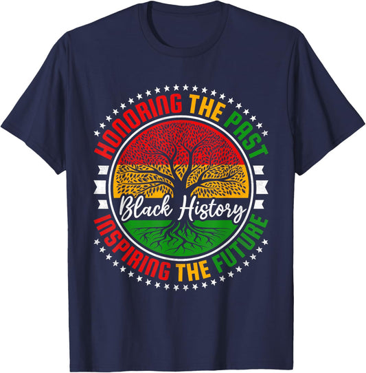 Honoring the Past Inspiring the Future, Black History Month T-Shirt - T-Shirt | Navy