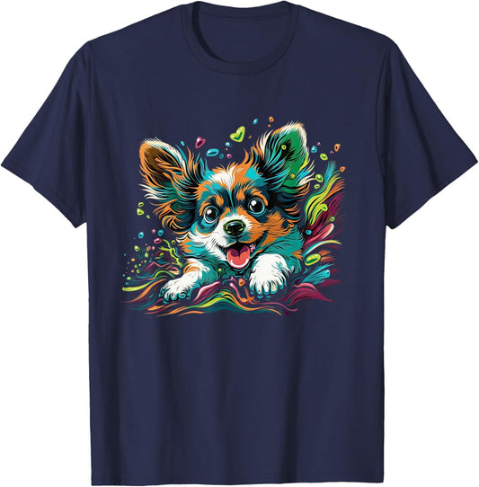 Papillon Dog Owner the cartoon of a Papillon dog Women Girls Kids T-Shirt - T-Shirt | Navy