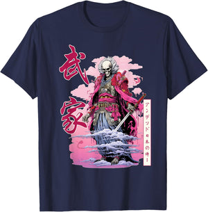 Skeleton Samurai Japanese Streetwear Harajuku Japan Hiphop T-Shirt - T-Shirt | Navy
