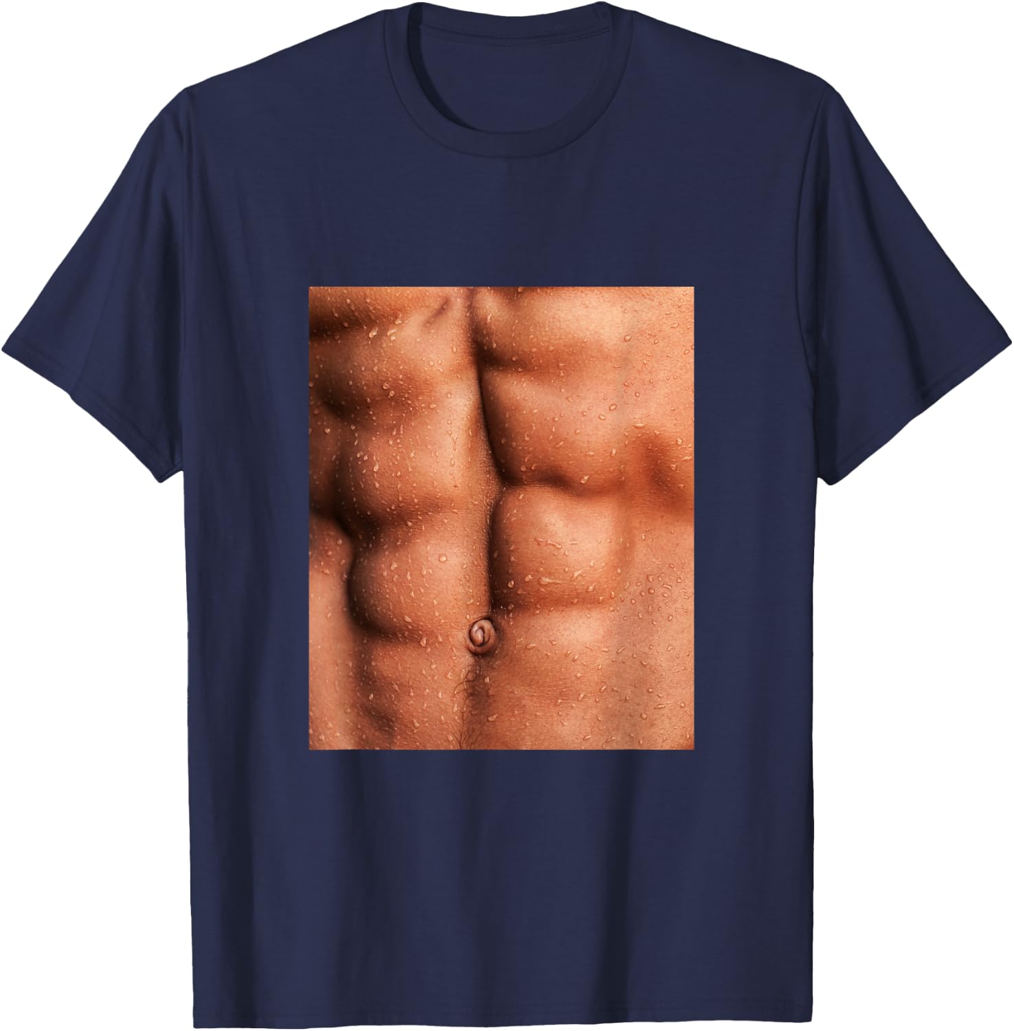 Show Off Your Fake Abs Muscular Novelty Funny T-Shirt - T-Shirt | Navy