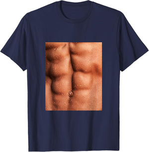 Show Off Your Fake Abs Muscular Novelty Funny T-Shirt - T-Shirt | Navy