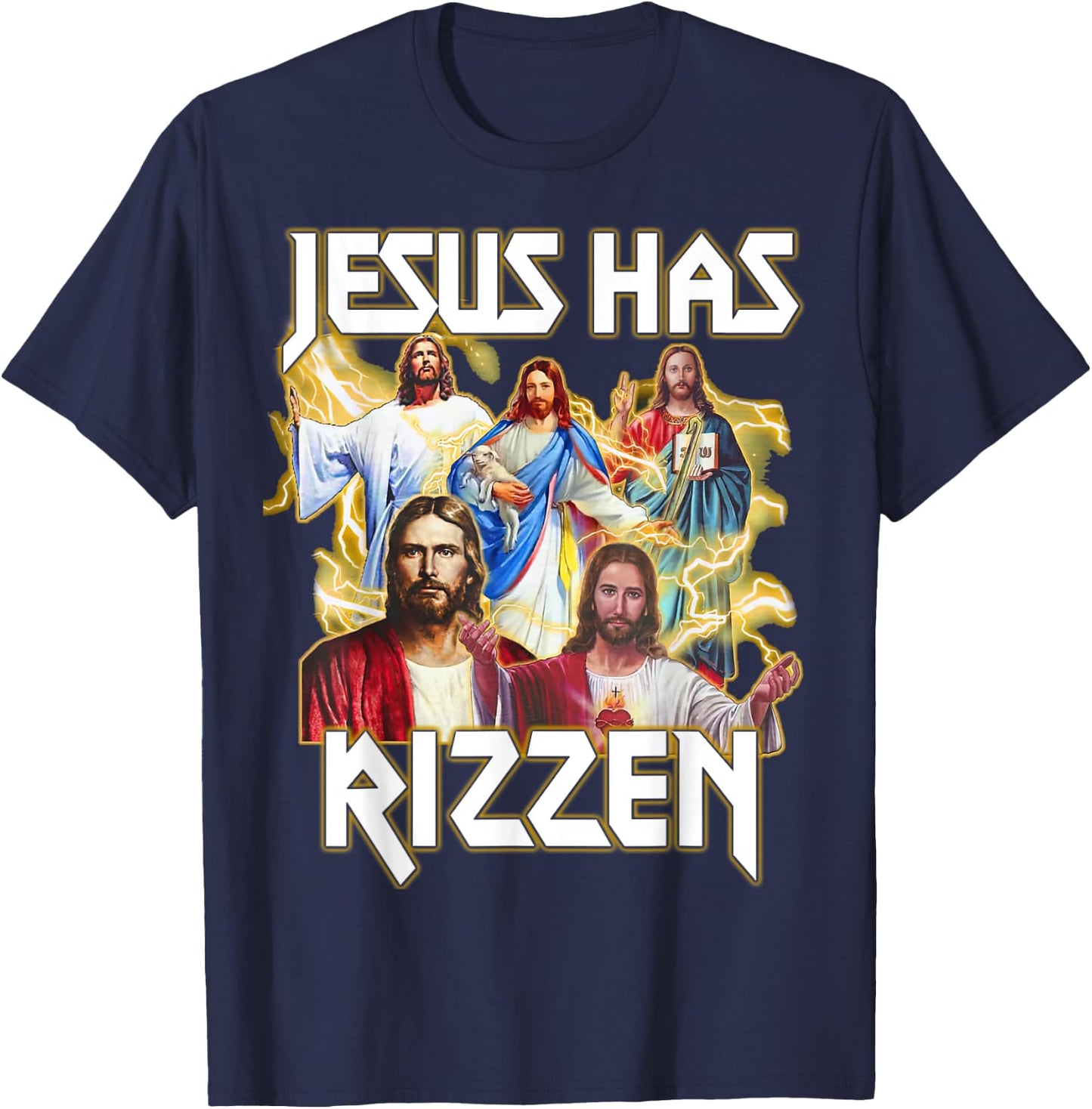Jesus Has Rizzen, Christian Bible Faith, Christian Religion T-Shirt - T-Shirt | Navy