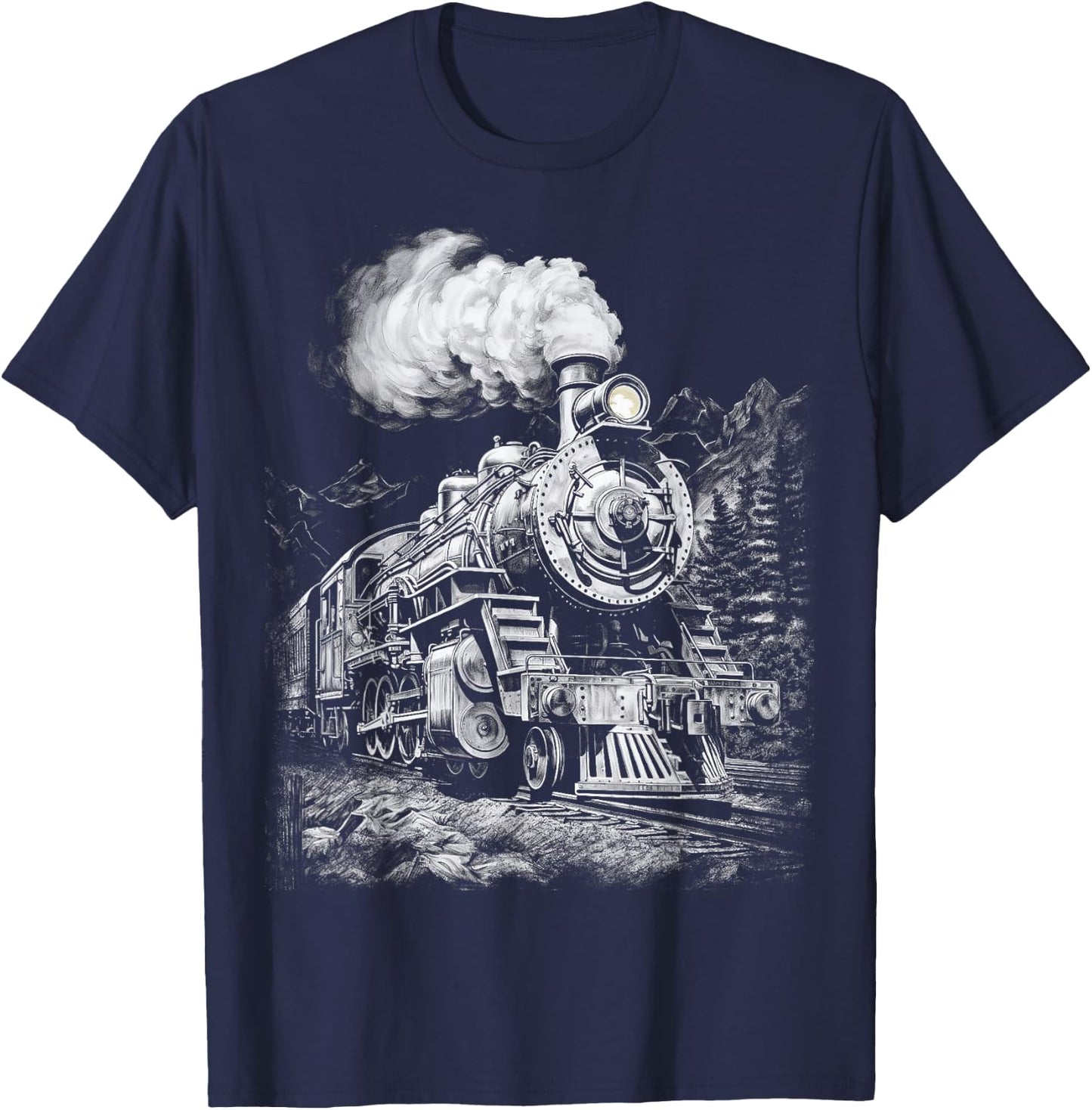 Steam Engine Train Steam Train Locomotive Vintage Train T-Shirt - T-Shirt | Navy