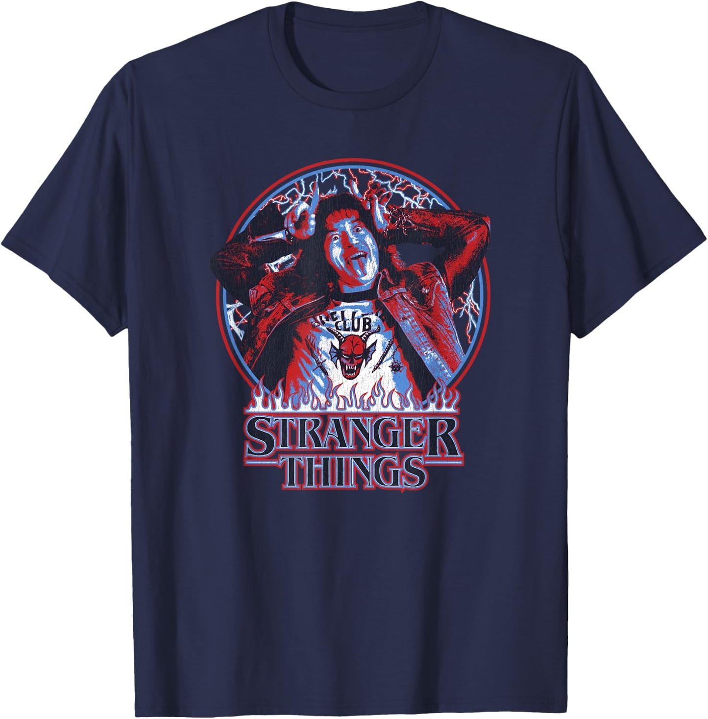 Stranger Things Eddie Munson American Colors Logo T-Shirt - T-Shirt | Navy