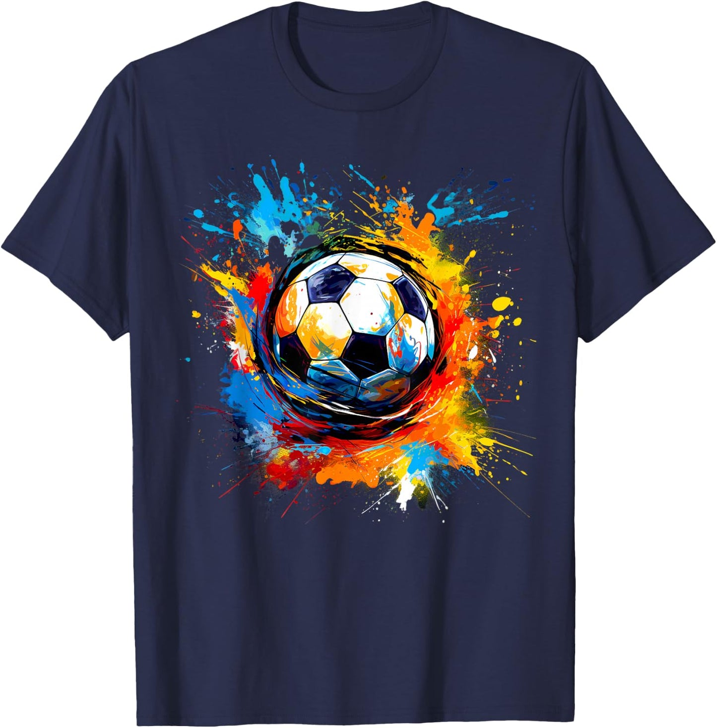 Soccer Ball With Paint Splash T-Shirt - T-Shirt | Navy