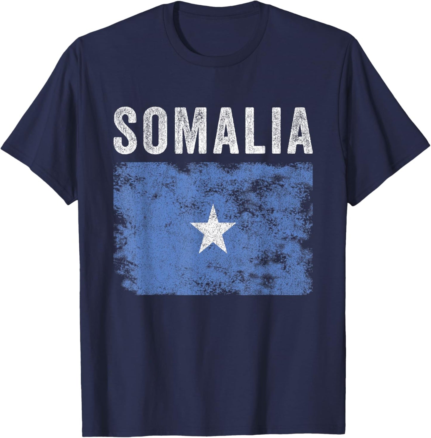 Somalia Flag Distressed - Men Women Kids - Somali Flag T-Shirt - T-Shirt | Navy