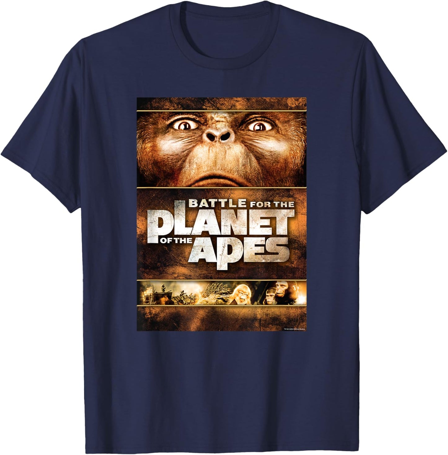 Battle for the Planet of the Apes 1973 Caesar Movie Poster T-Shirt - T-Shirt | Navy