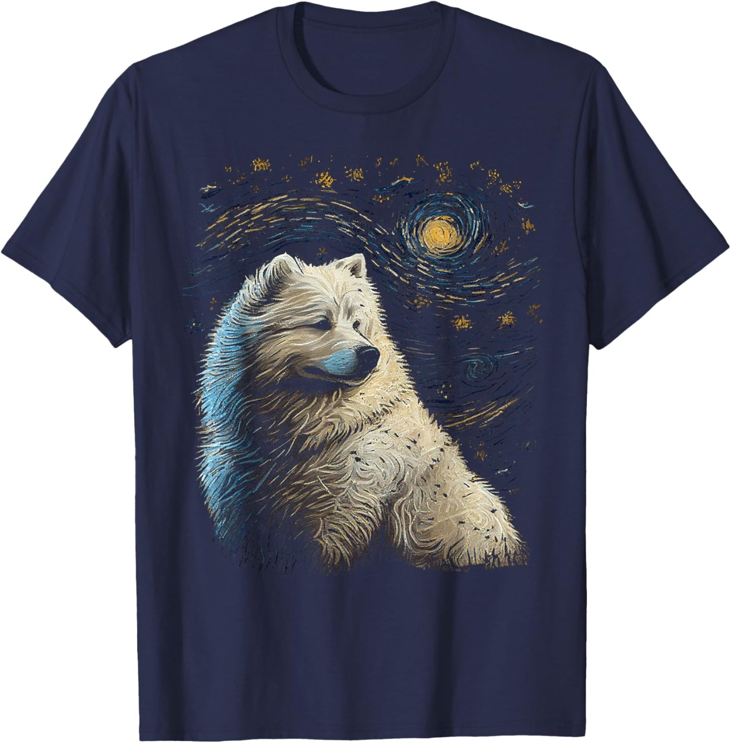 Samoyed Dog Starry Night Dogs Lover Gifts Graphic T-Shirt - T-Shirt | Navy