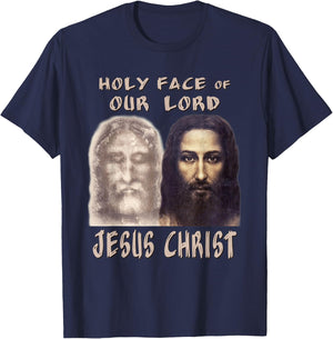 Holy Face Our Lord Jesus Christ Shroud Turin Reconstruction T-Shirt - T-Shirt | Navy