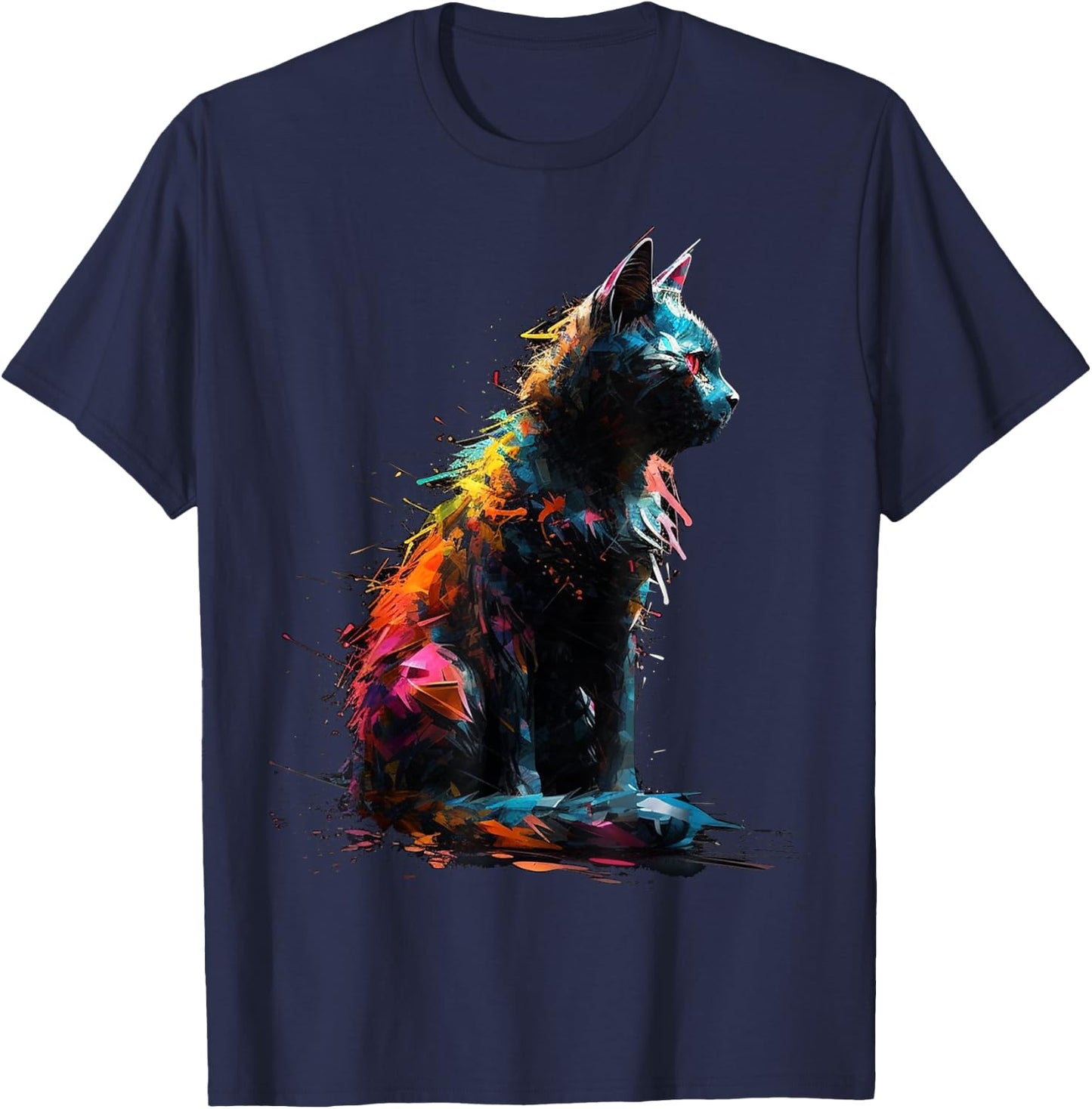 Cat Pet Animal - Art Cat T-Shirt - T-Shirt | Navy