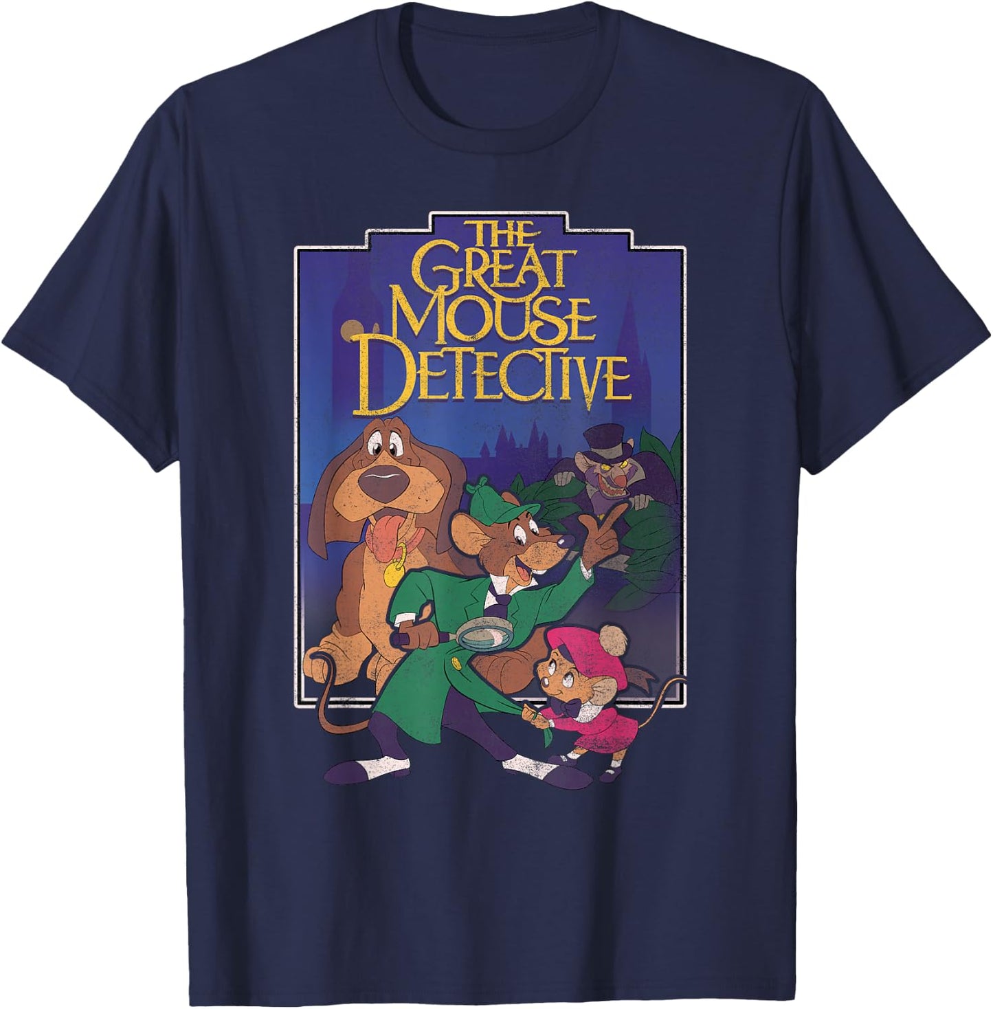 Disney The Great Mouse Detective Group Shot Classic Portrait T-Shirt - T-Shirt | Navy