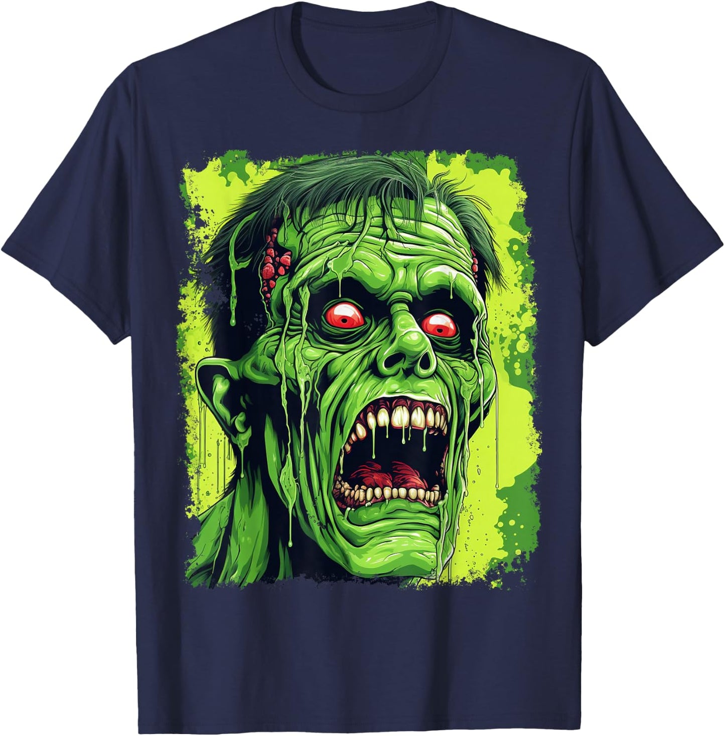 Classic Horror Green Zombie T-Shirt - T-Shirt | Navy