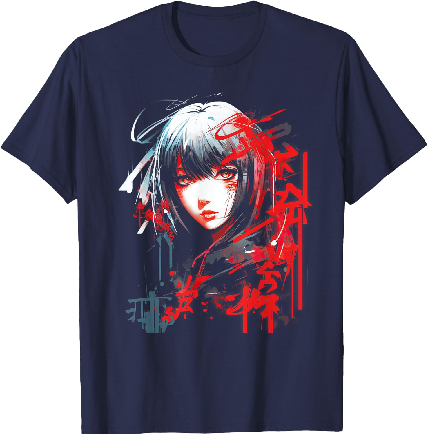 Anime Goth Girl Aesthetic Dark Pastel Edgy Manga T-Shirt - T-Shirt | Navy