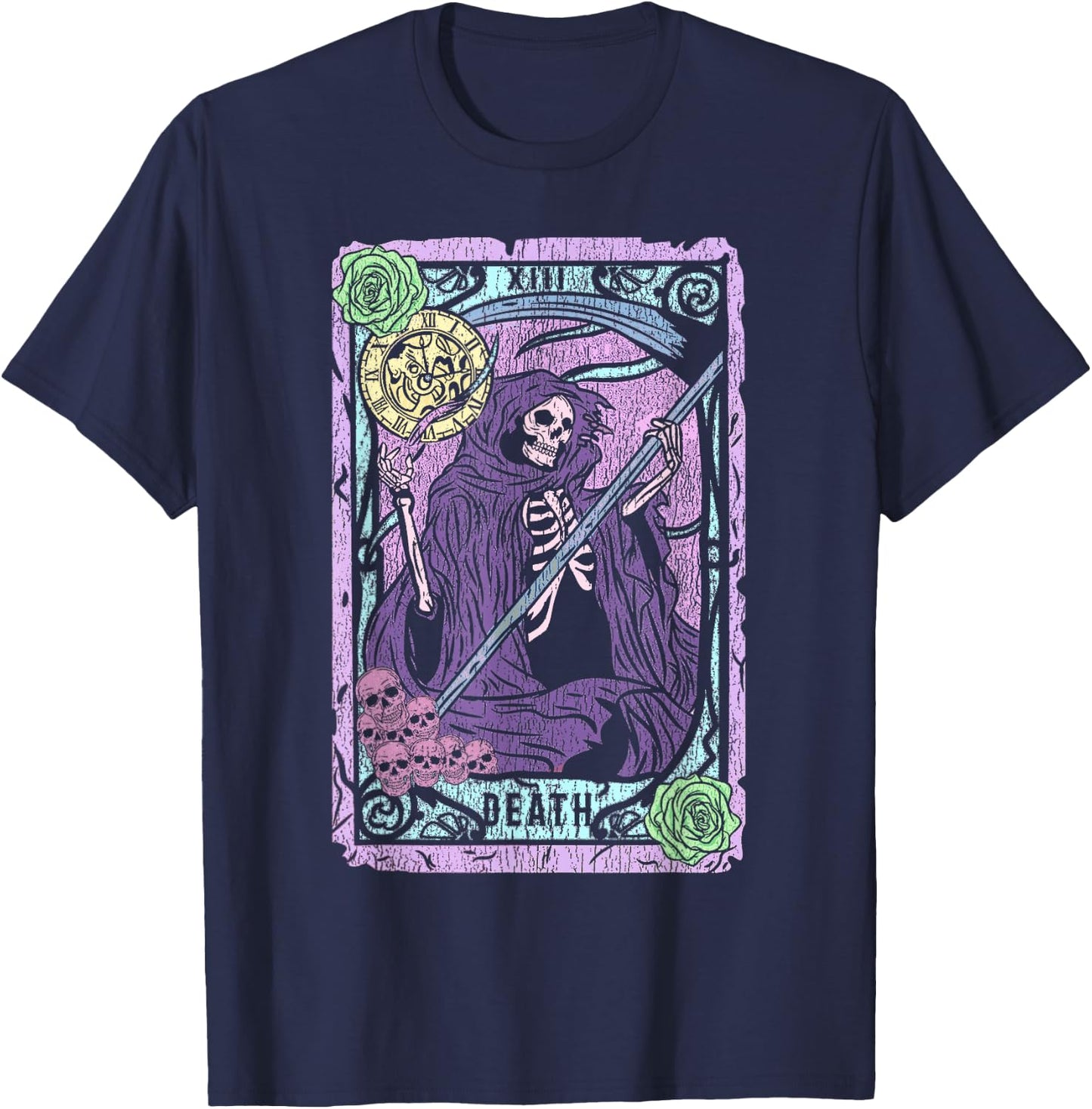 Death Tarot Card Witchcraft Occult Pastel Goth Reaper Small T-Shirt - T-Shirt | Navy