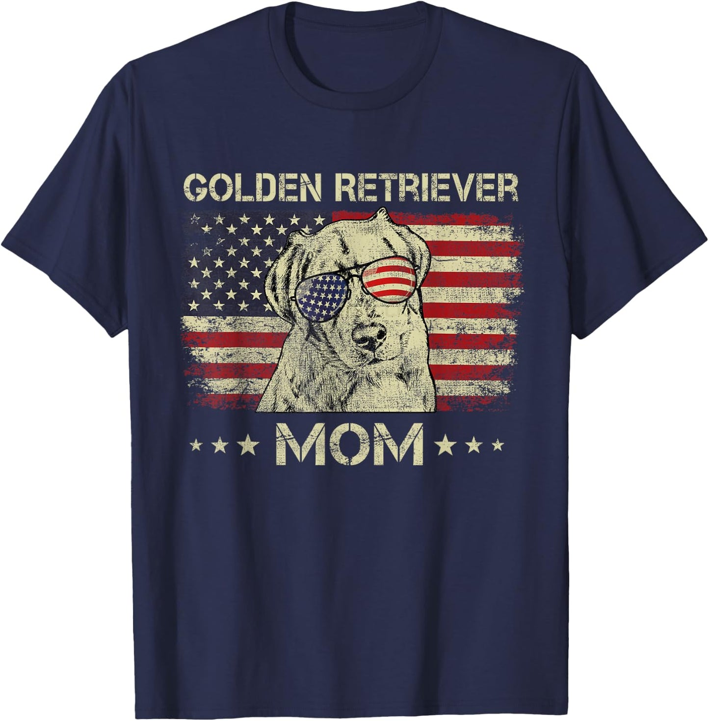Golden Retriever Mom Dog Lovers American Flag 4th Of July Men T-Shirt - T-Shirt | Navy