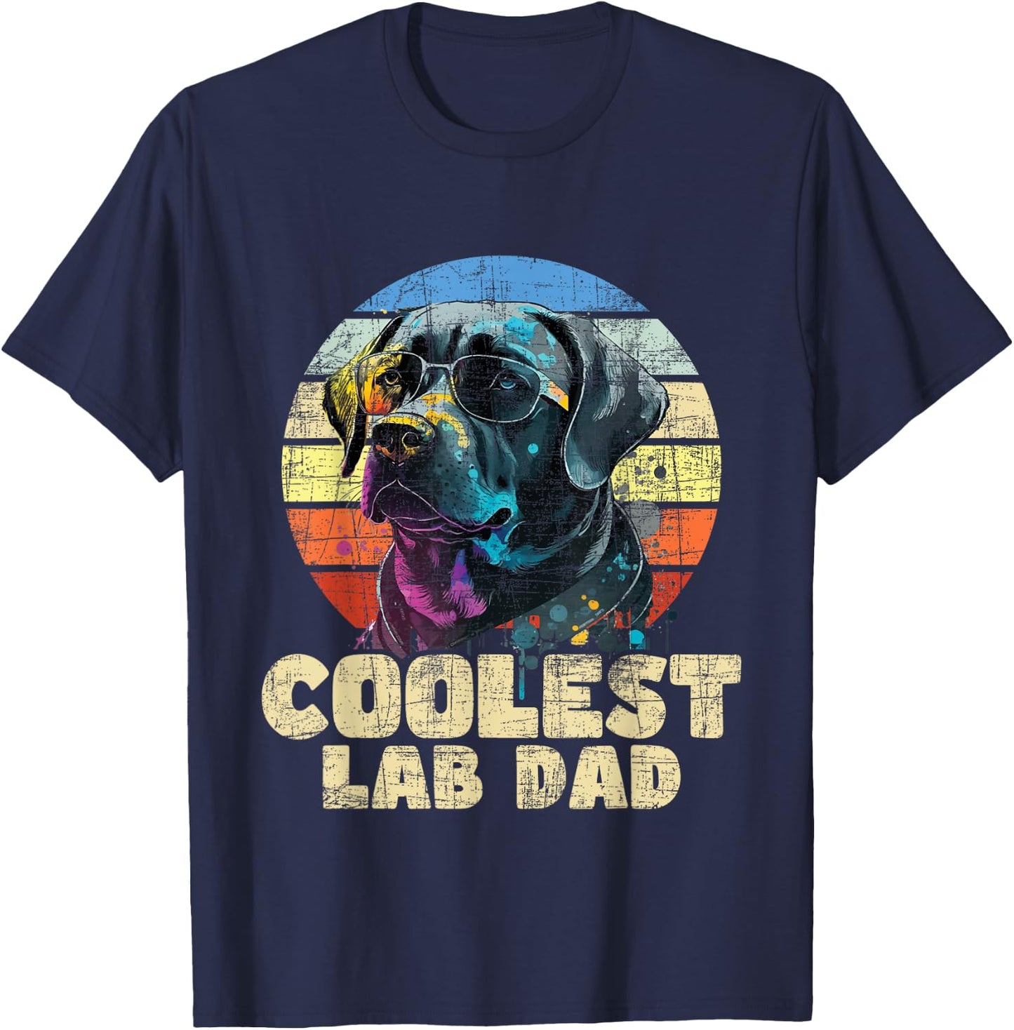 Coolest Lab Dad - Father's Day Labrador Pup Dog Owner T-Shirt - T-Shirt | Navy