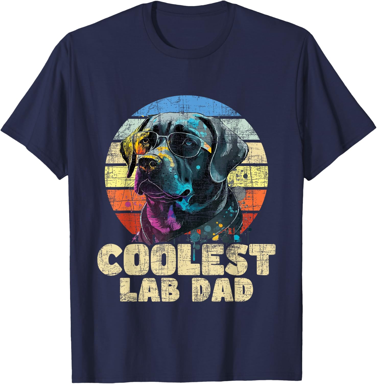 Coolest Lab Dad - Father's Day Labrador Pup Dog Owner T-Shirt - T-Shirt | Navy