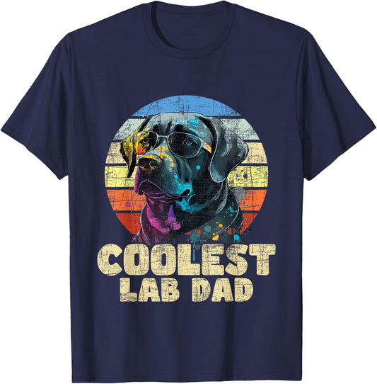 Coolest Lab Dad - Father's Day Labrador Pup Dog Owner T-Shirt - T-Shirt | Navy