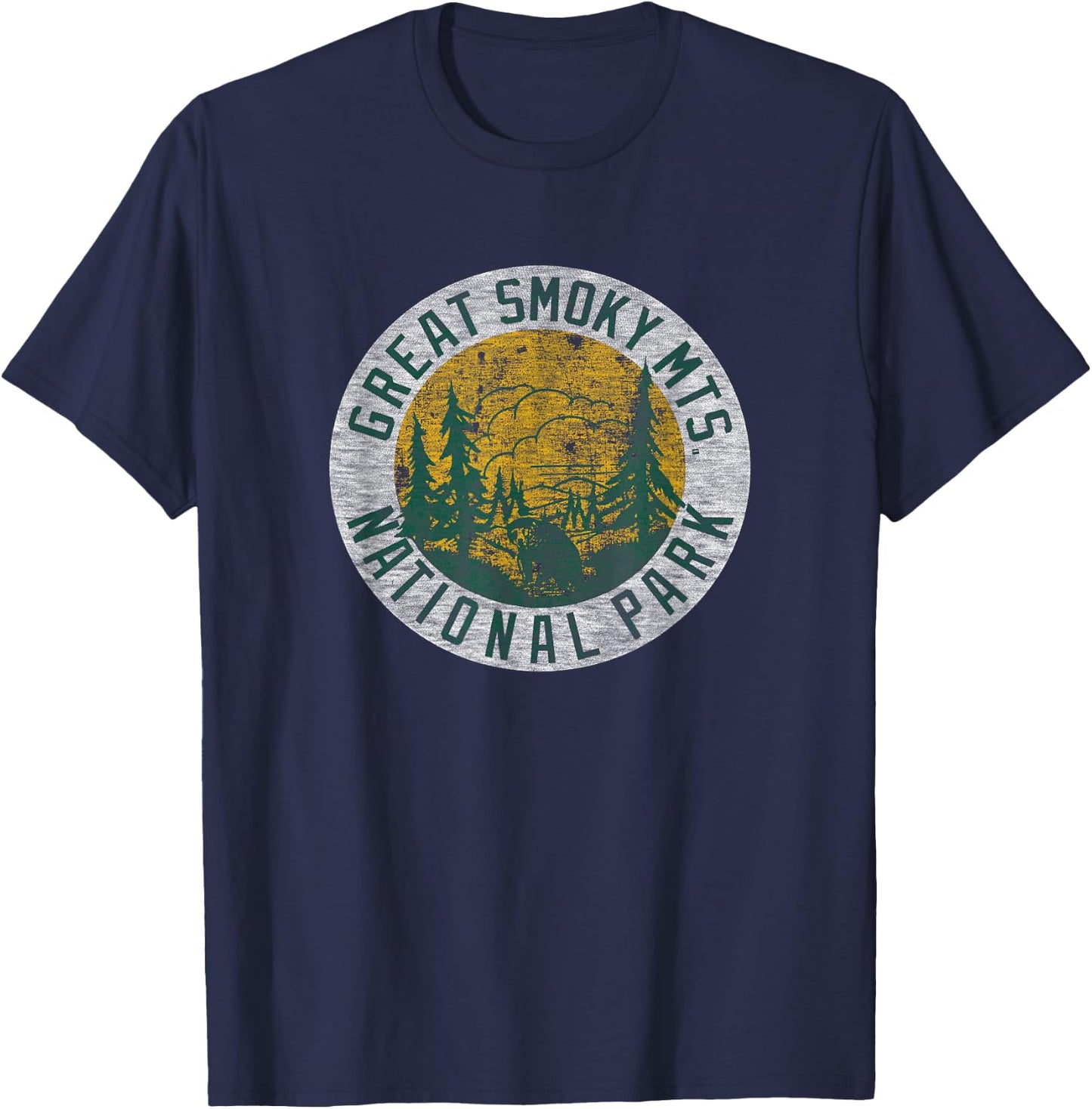 Great Smoky Mountains National Park Vintage Pine Trees T-Shirt - T-Shirt | Navy