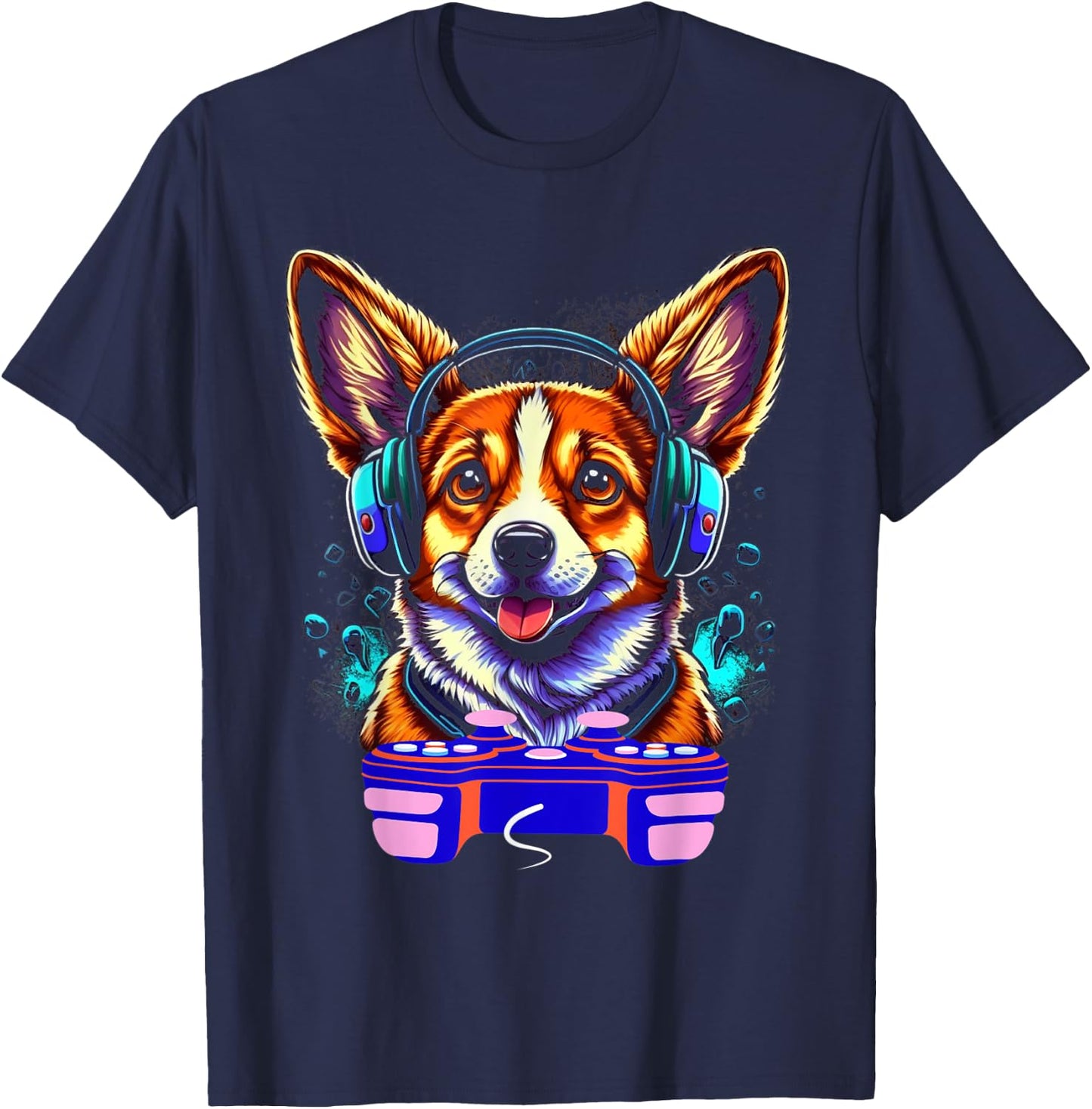 Gaming Corgi Pembroke Dog Player Video Gamer Lover Men Kids T-Shirt - T-Shirt | Navy