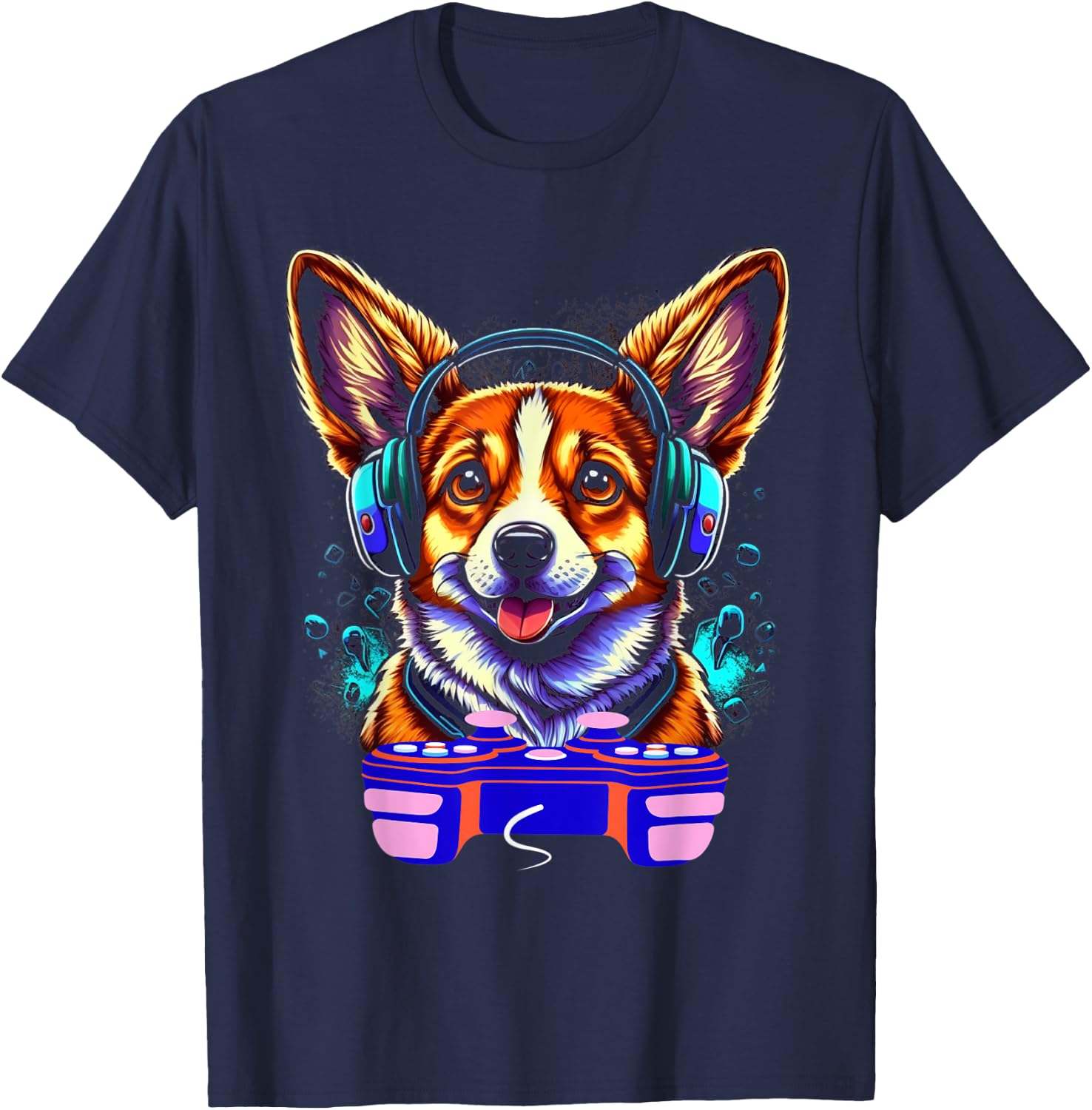 Gaming Corgi Pembroke Dog Player Video Gamer Lover Men Kids T-Shirt - T-Shirt | Navy