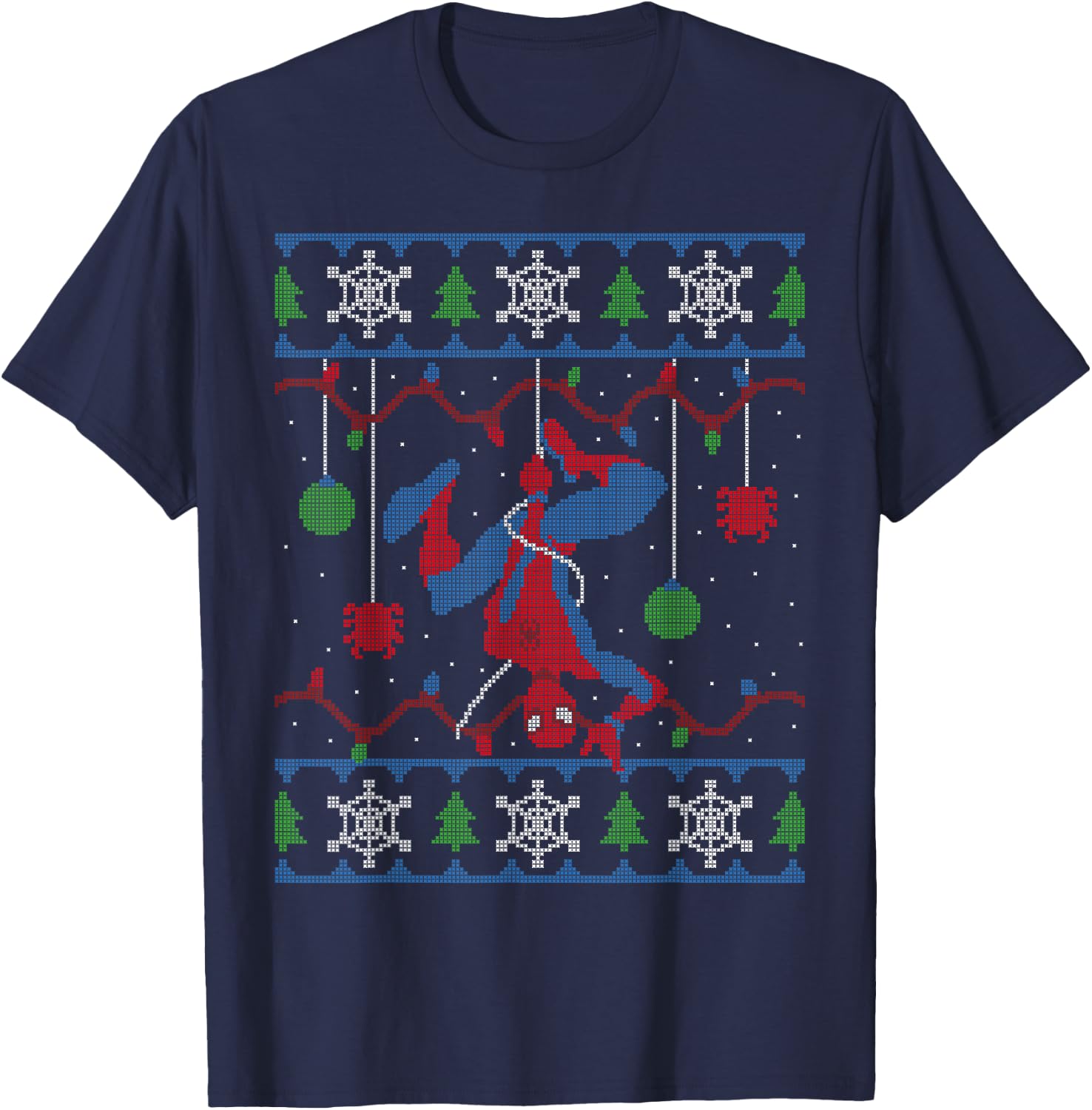 Marvel Spider-Man Upside Down Ugly Christmas Sweater T-Shirt - T-Shirt | Navy