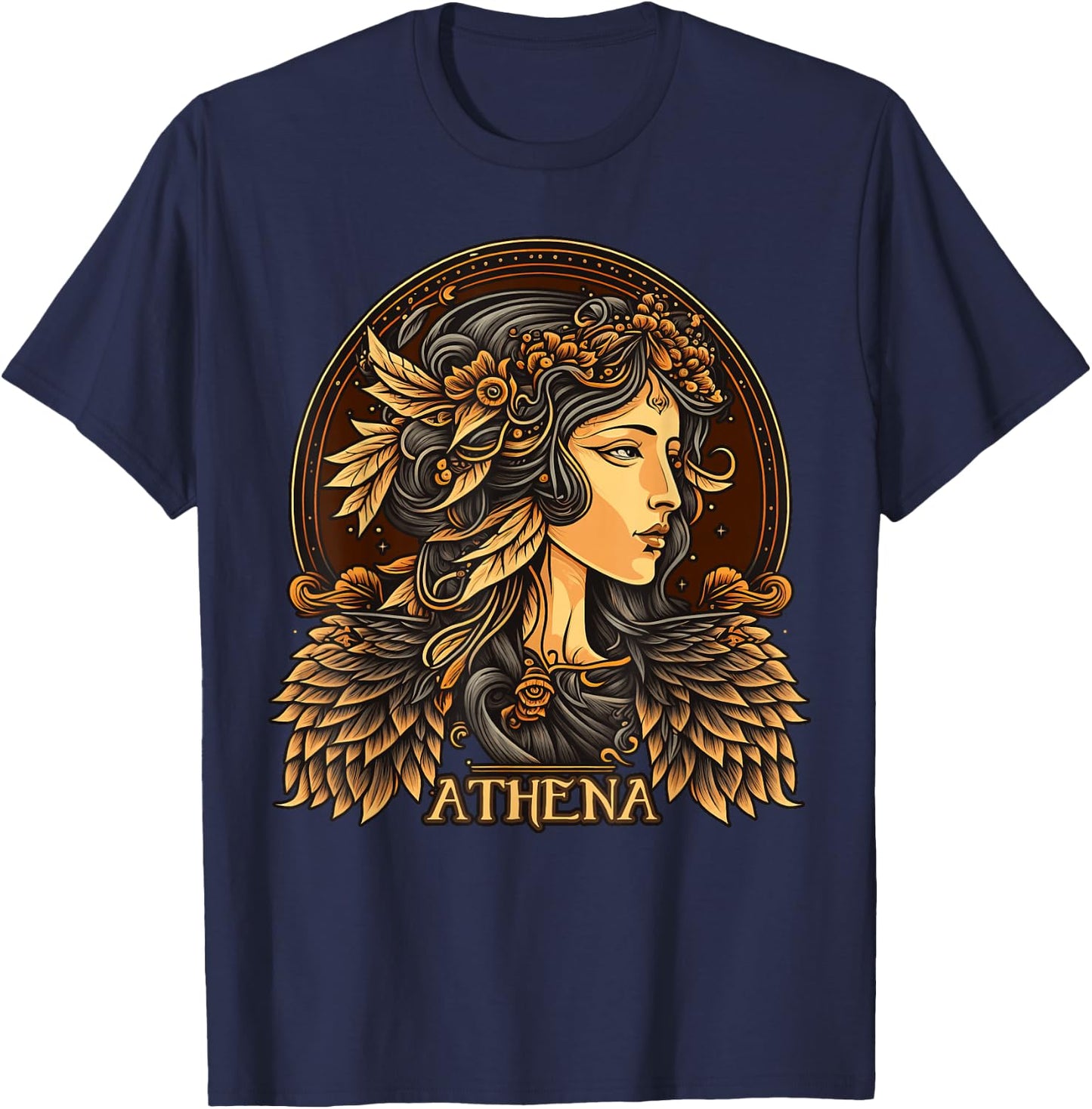 Greek Mythology Ancient Goddess Athena Olympian Deity T-Shirt - T-Shirt | Navy