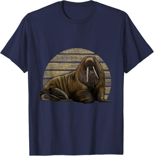 Walrus Drawing - Realistic Sea Lion Seals, Walrus T-Shirt - T-Shirt | Navy
