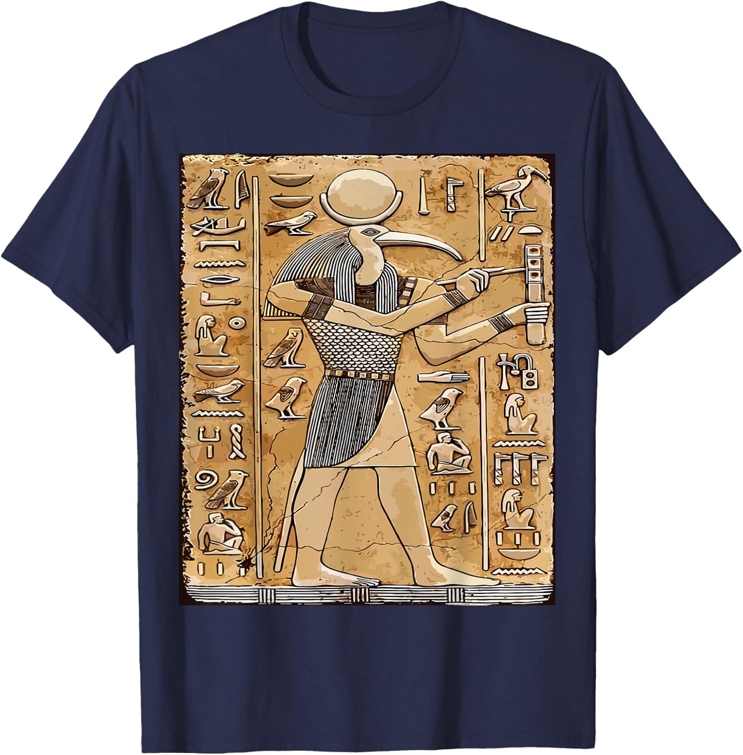 Djehuty | Egyptian God Of Moon | THOTH T-Shirt - T-Shirt | Navy